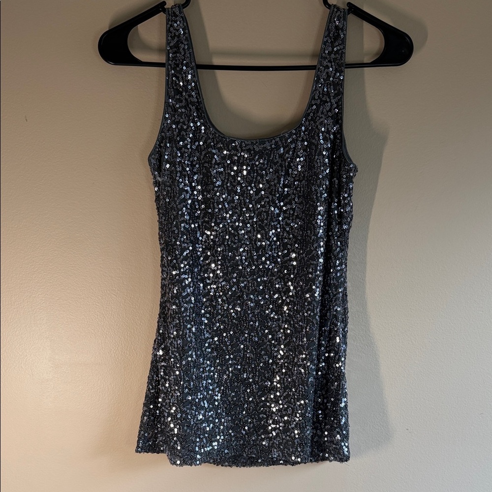 imaginary voyage Silver-Grey Sequin Scoop Neck Camisole